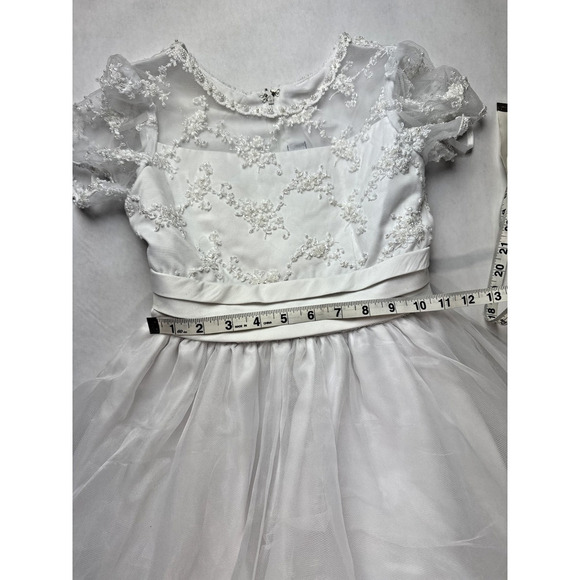 L'Etoile Designer Dress First Communion Flower Girls 8 Beaded Lace White Wedding - Picture 5 of 11